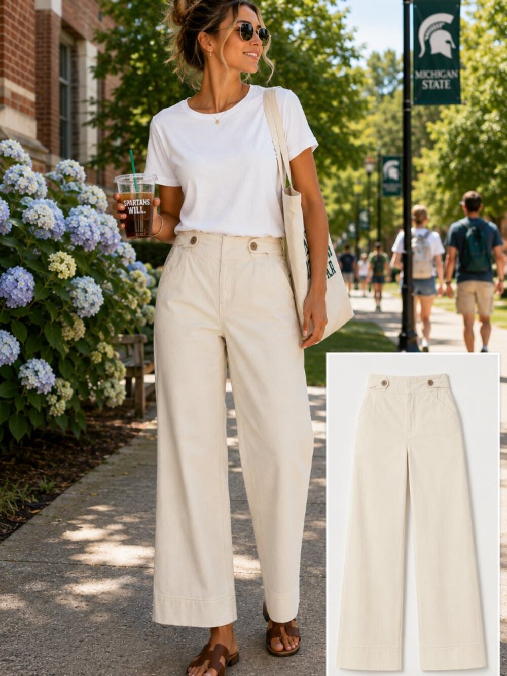 BCBG Wide Leg Trouser Pants Women’s Brazilian Tan Size 9 Juniors